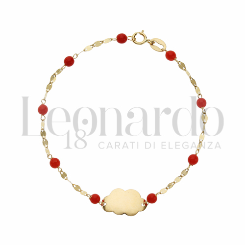 Finitura o elementi Lucida con Corallo in Oro Giallo da 1gr.