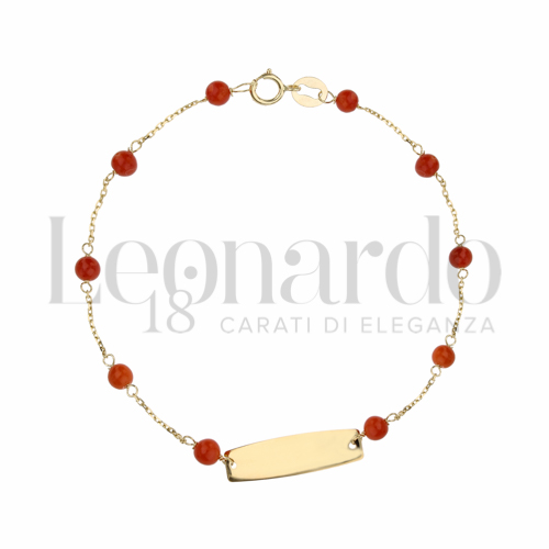Finitura targa o elementi Lucida con Corallo in Oro Giallo da 1,1gr.