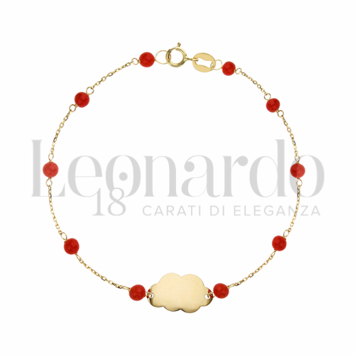 Finitura o elementi Lucida con Corallo in Oro Giallo da 1gr.