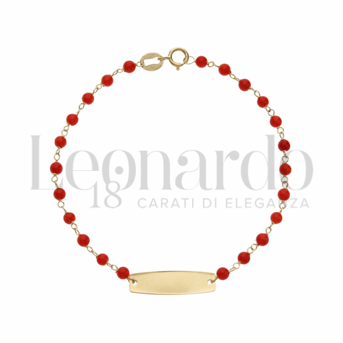 Finitura targa o elementi Lucida con Corallo in Oro Giallo da 1,5gr.
