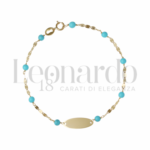 Finitura targa o elementi Lucida con Turchese in Oro Giallo da 0,9gr.