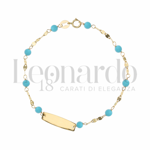 Finitura targa o elementi Lucida con Turchese in Oro Giallo da 1gr.