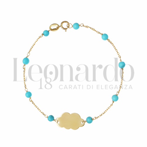 Finitura targa o elementi Lucida con Turchese in Oro Giallo da 1gr.