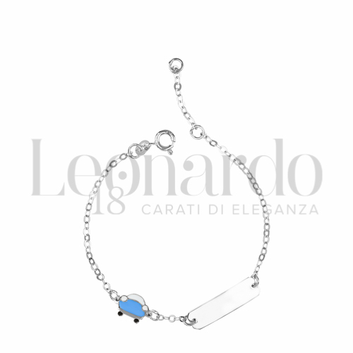 Finitura targa o elementi Macchina con Smalto blu in Oro Bianco da 1,7gr.