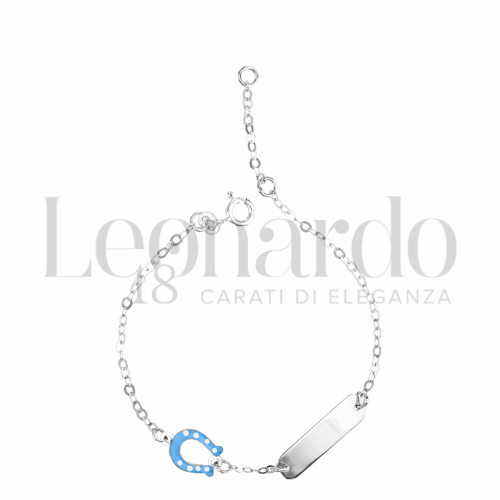 Finitura targa o elementi Ferro di Cavallo con Smalto blu in Oro Bianco da 1,6gr.