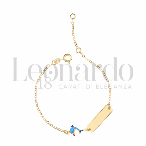 Finitura targa o elementi Delfino con Smalto blu in Oro Giallo da 1,3gr.