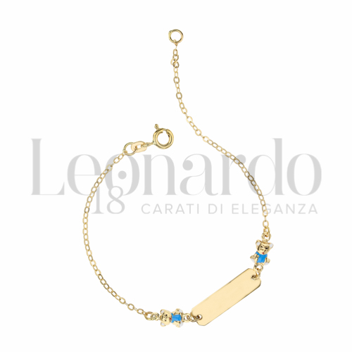 Finitura targa o elementi Orsacchiotto con Smalto blu in Oro Giallo da 1,6gr.