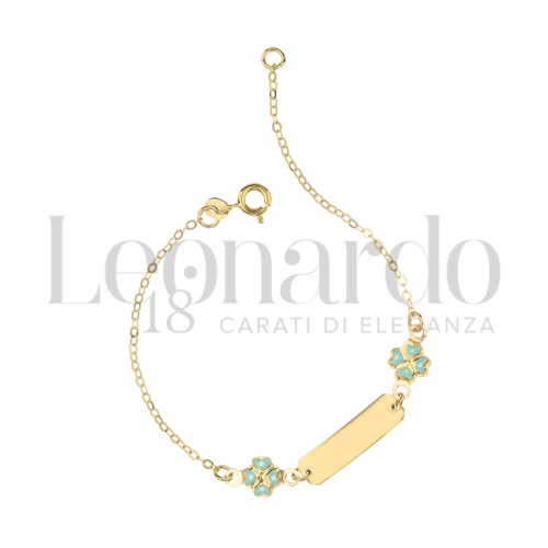 Finitura targa o elementi Quadrifoglio con Smalto blu in Oro Giallo da 1,6gr.