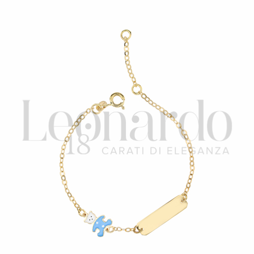 Finitura targa o elementi Orsacchiotto con Smalto blu in Oro Giallo da 1,6gr.