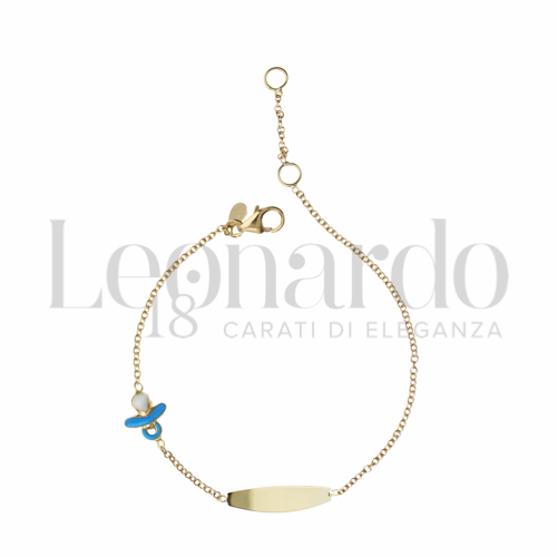 Finitura targa o elementi Ciuccio con Smalto blu in Oro Giallo da 1,5gr.