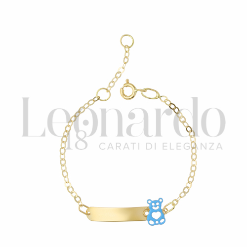Finitura targa o elementi Orsacchiotto con Smalto blu in Oro Giallo da 1,2gr.