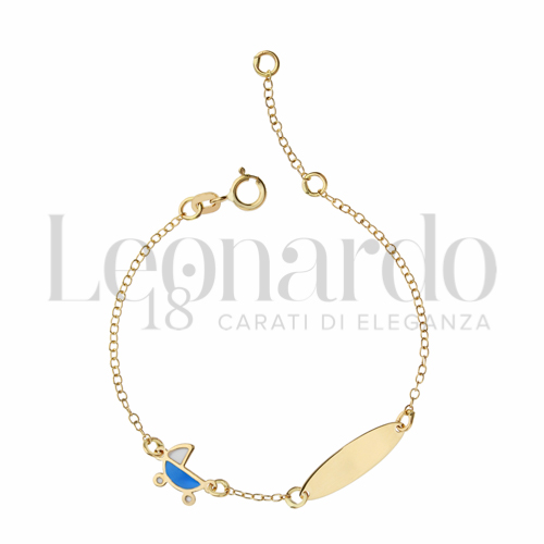 Finitura targa o elementi Culla con Smalto blu in Oro Giallo da 1,1gr.