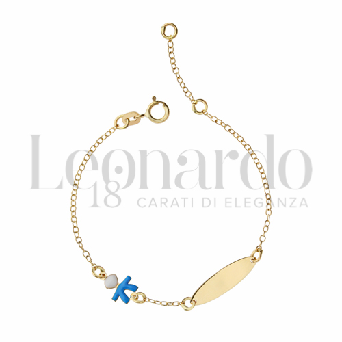 Finitura targa o elementi Maschietto con Smalto blu in Oro Giallo da 1gr.
