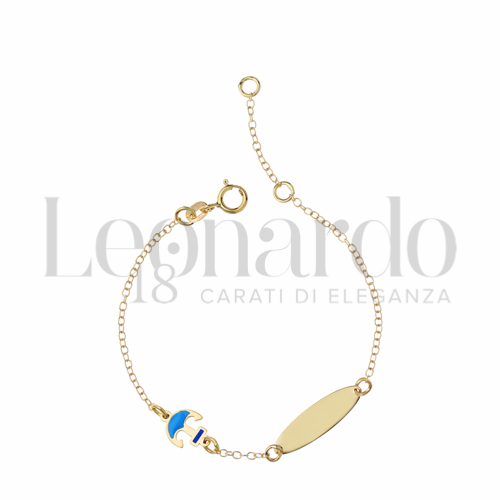 Finitura targa o elementi Ancora con Smalto blu in Oro Giallo da 1gr.