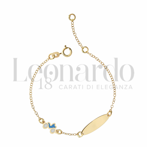 Finitura targa o elementi Moto con Smalto blu in Oro Giallo da 1gr.
