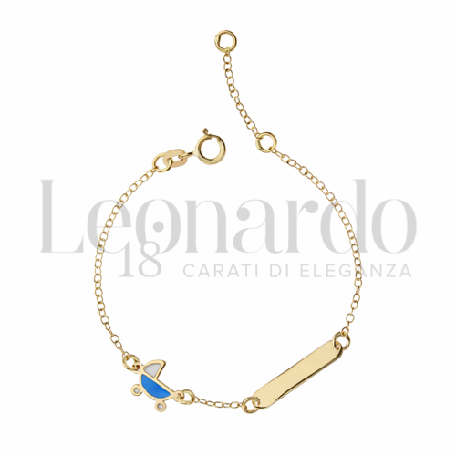 Finitura targa o elementi Culla con Smalto blu in Oro Giallo da 1gr.