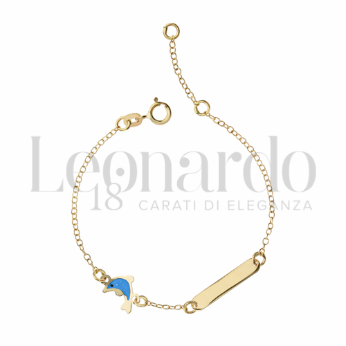 Finitura targa o elementi Delfino con Smalto blu in Oro Giallo da 1gr.