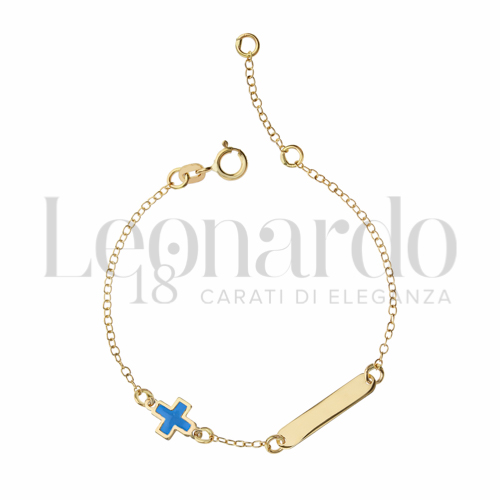 Finitura targa o elementi Croce con Smalto blu in Oro Giallo da 1gr.