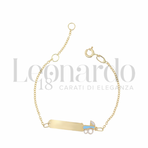 Finitura targa o elementi Culla con Smalto blu in Oro Giallo da 1,5gr.