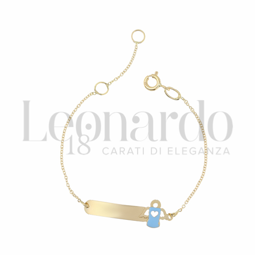 Finitura targa o elementi Angioletto con Smalto blu in Oro Giallo da 1,3gr.