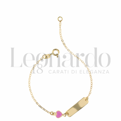 Finitura targa o elementi Cuore con Smalto rosa in Oro Giallo da 1,3gr.