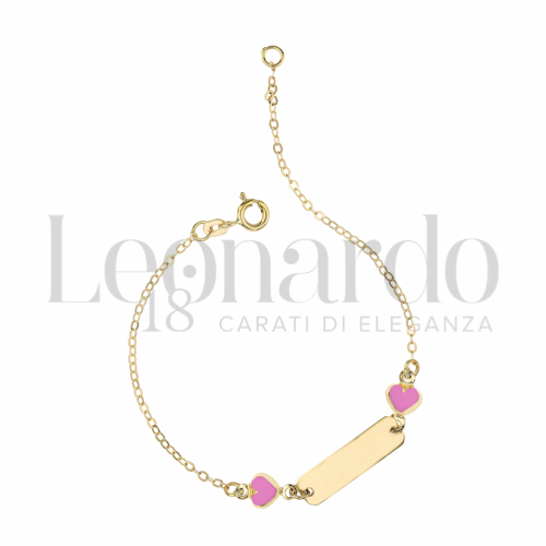 Finitura targa o elementi Cuore con Smalto rosa in Oro Giallo da 1,6gr.