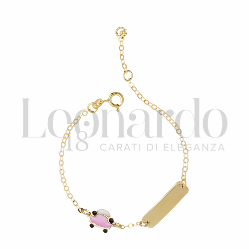 Finitura targa o elementi Macchina con Smalto rosa in Oro Giallo da 1,7gr.