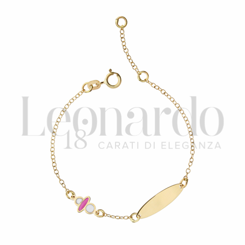 Finitura targa o elementi Ciuccio con Smalto rosa in Oro Giallo da 1,1gr.