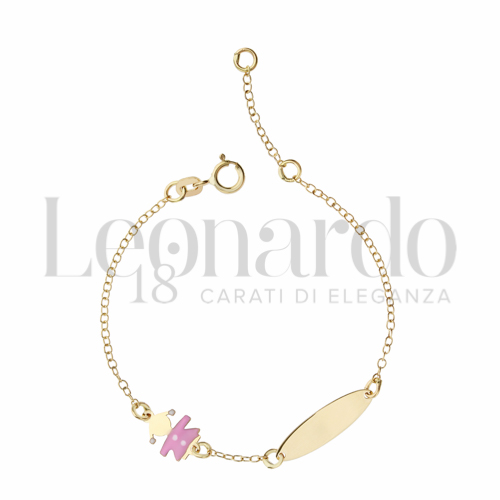 Finitura targa o elementi Femminuccia con Smalto rosa in Oro Giallo da 1gr.