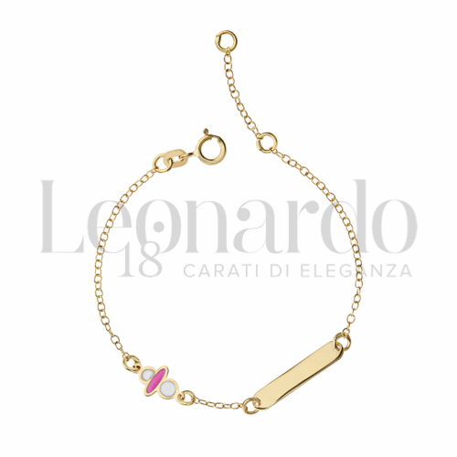 Finitura targa o elementi Ciuccio con Smalto rosa in Oro Giallo da 1gr.