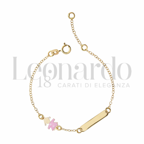 Finitura targa o elementi Femminuccia con Smalto rosa in Oro Giallo da 1gr.