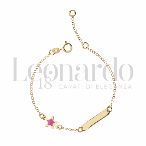 Finitura targa o elementi Stella con Smalto rosa in Oro Giallo da 1gr.