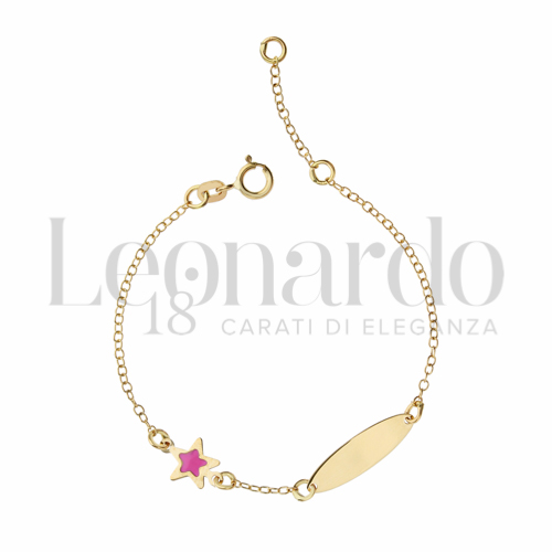 Finitura targa o elementi Stella con Smalto rosa in Oro Giallo da 1gr.