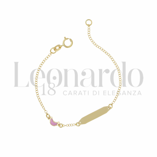 Finitura targa o elementi Luna con Smalto rosa in Oro Giallo da 0,8gr.