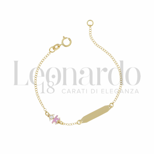 Finitura targa o elementi Femminuccia con Smalto rosa in Oro Giallo da 0,8gr.