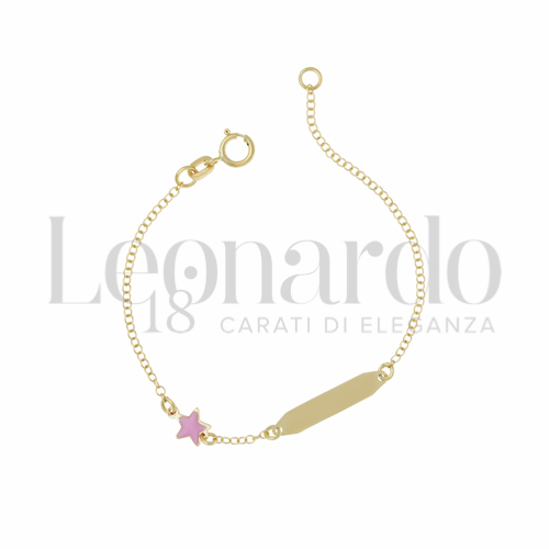 Finitura targa o elementi Stella con Smalto rosa in Oro Giallo da 0,8gr.