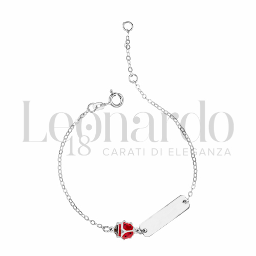Finitura targa o elementi Coccinella con Smalto rosso in Oro Bianco da 1,5gr.