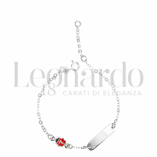 Finitura targa o elementi Coccinella con Smalto rosso in Oro Bianco da 1,3gr.