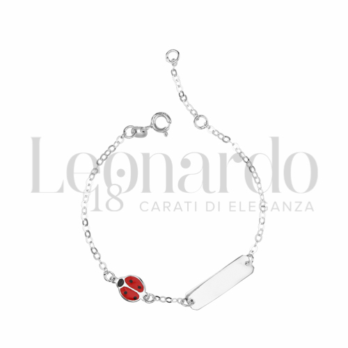 Finitura targa o elementi Coccinella con Smalto rosso in Oro Bianco da 1,7gr.