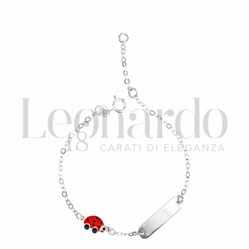 Finitura targa o elementi Coccinella a terra con Smalto rosso in Oro Bianco da 1,7gr.