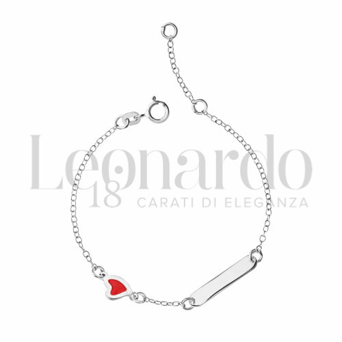 Finitura targa o elementi Cuore con Smalto rosso in Oro Bianco da 1gr.