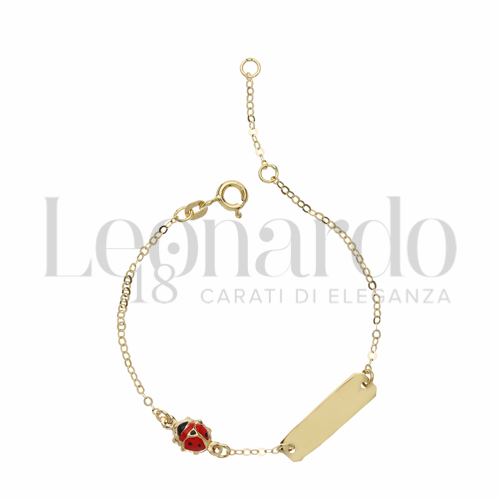 Finitura targa o elementi Coccinella con Smalto rosso in Oro Giallo da 1,6gr.