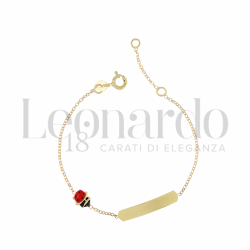 Finitura targa o elementi Coccinella con Smalto rosso in Oro Giallo da 1,5gr.
