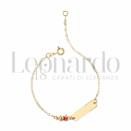 Finitura targa o elementi Orsacchiotto con Smalto rosso in Oro Giallo da 1,5gr.