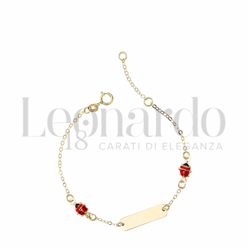 Finitura targa o elementi Coccinella con Smalto rosso in Oro Giallo da 1,5gr.
