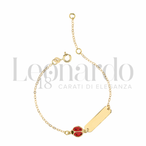 Finitura targa o elementi Coccinella con Smalto rosso in Oro Giallo da 1,7gr.