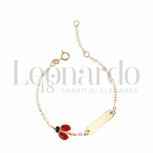 Finitura targa o elementi Coccinella in volo con Smalto rosso in Oro Giallo da 1,8gr.