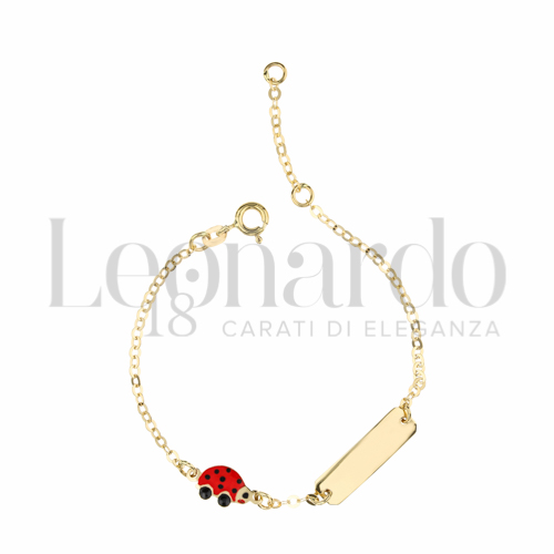 Finitura targa o elementi Coccinella a terra con Smalto rosso in Oro Giallo da 1,7gr.