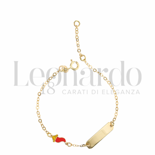 Finitura targa o elementi Corno napoletano con Smalto rosso in Oro Giallo da 1,6gr.