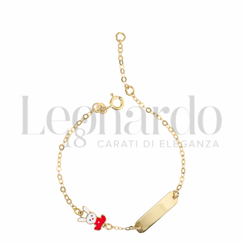 Finitura targa o elementi Coniglio con Smalto rosso in Oro Giallo da 1,7gr.